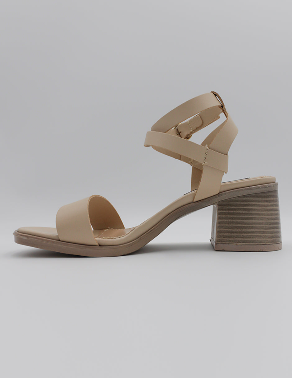 Sandalia con tacón Beeny en Piel vegana – Beige
