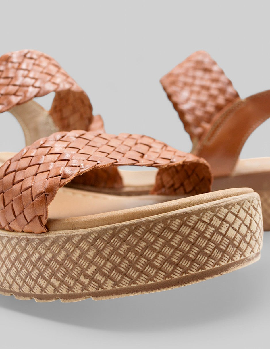 Sandalias con plataforma HAND MADE en Piel – Café