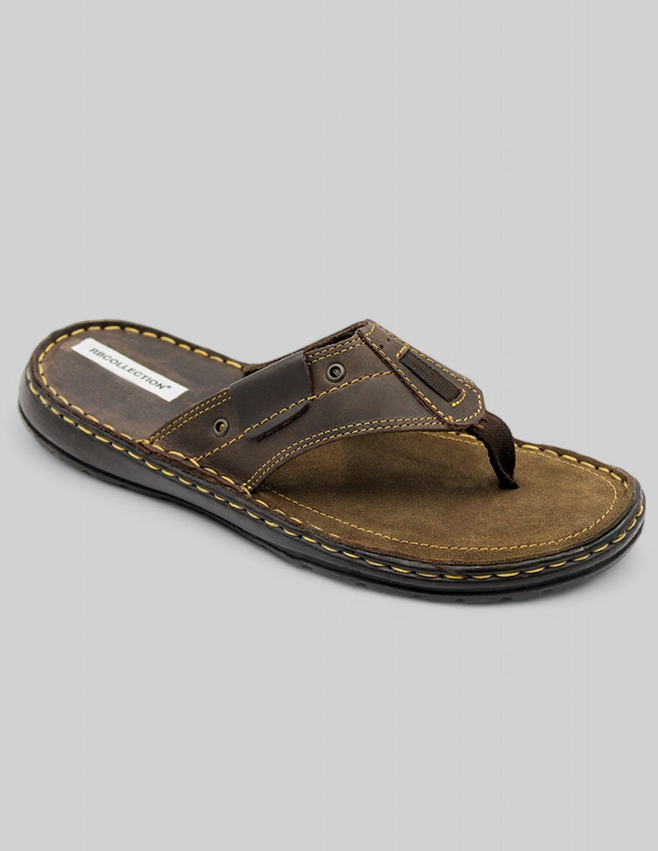 Sandalias clásicas Exterior Piel Color Café Para Hombre De RBCOLLECTION