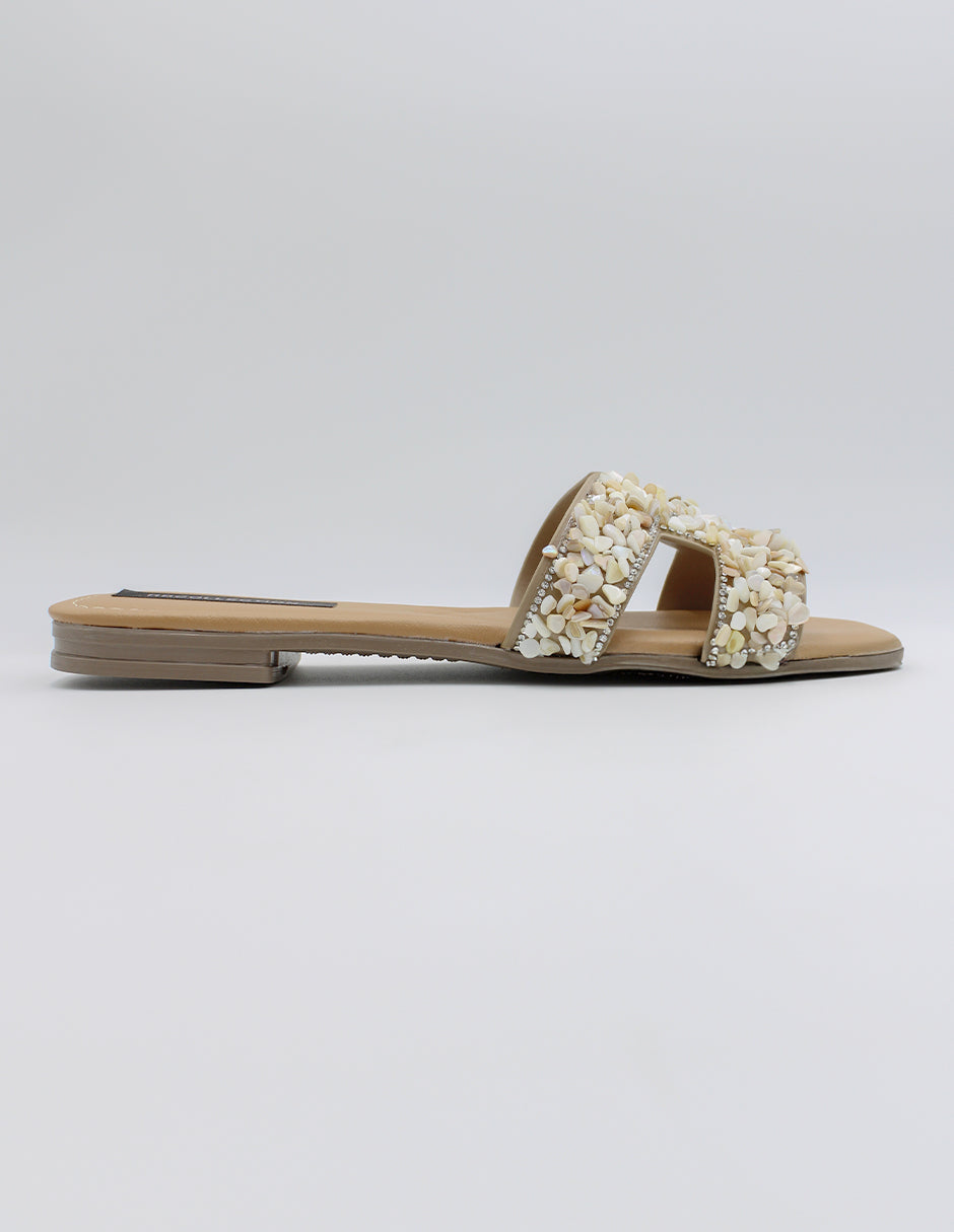 Sandalias de piso Soft en Piel vegana – Beige