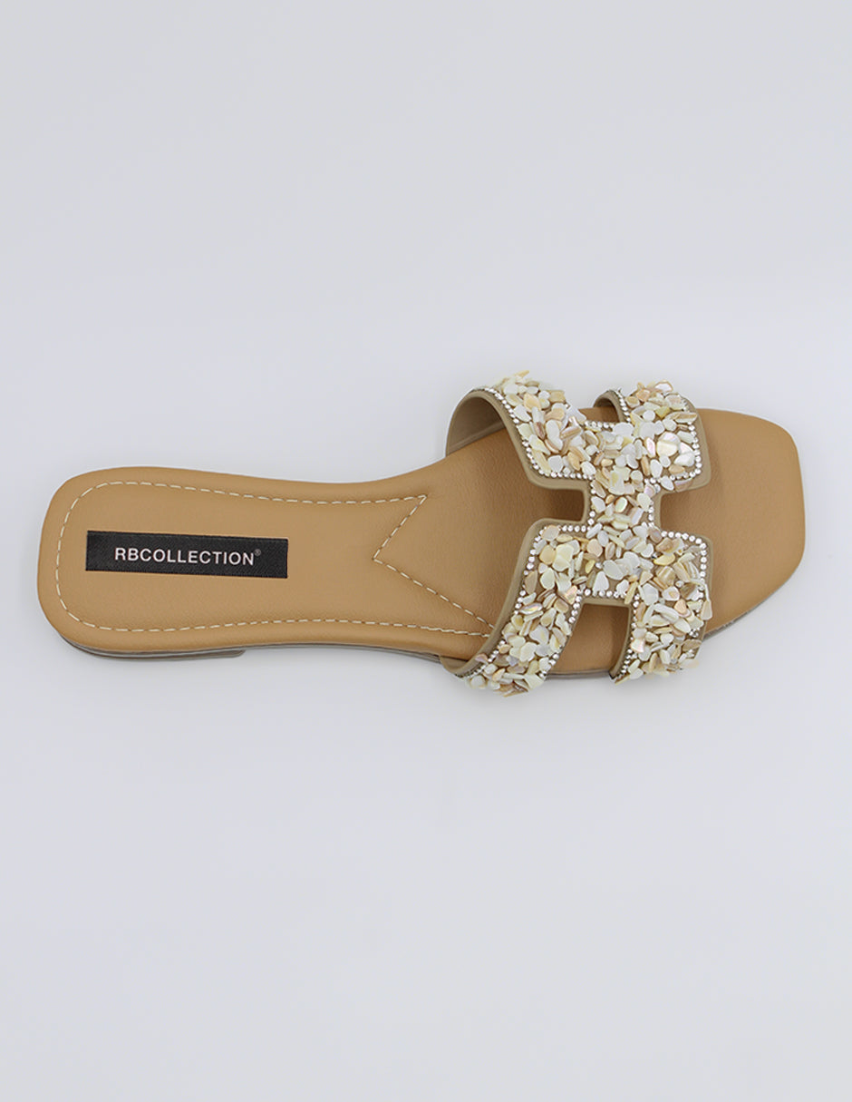 Sandalias de piso Soft en Piel vegana – Beige