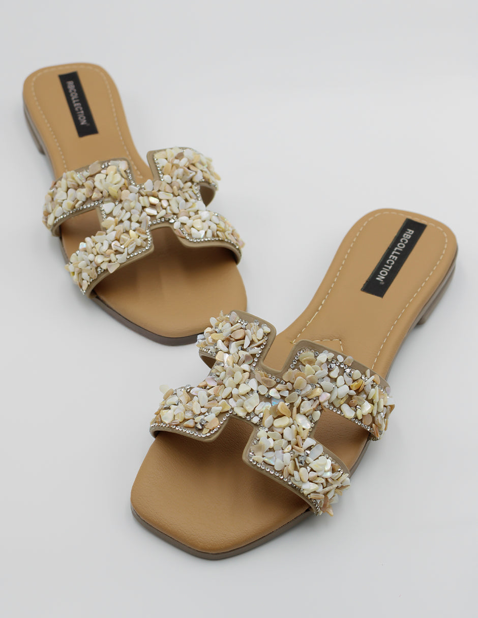 Sandalias de piso Soft en Piel vegana – Beige