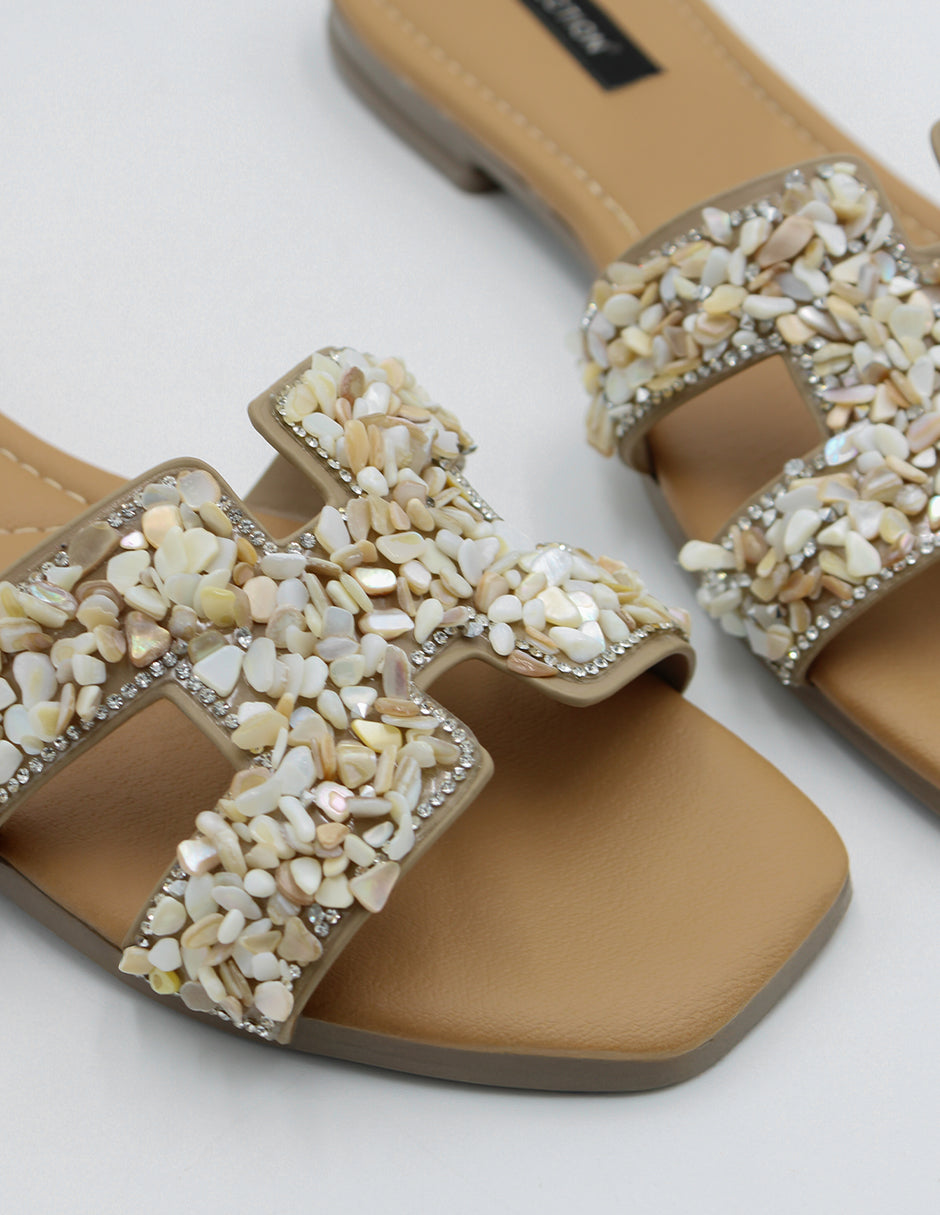 Sandalias de piso Soft en Piel vegana – Beige