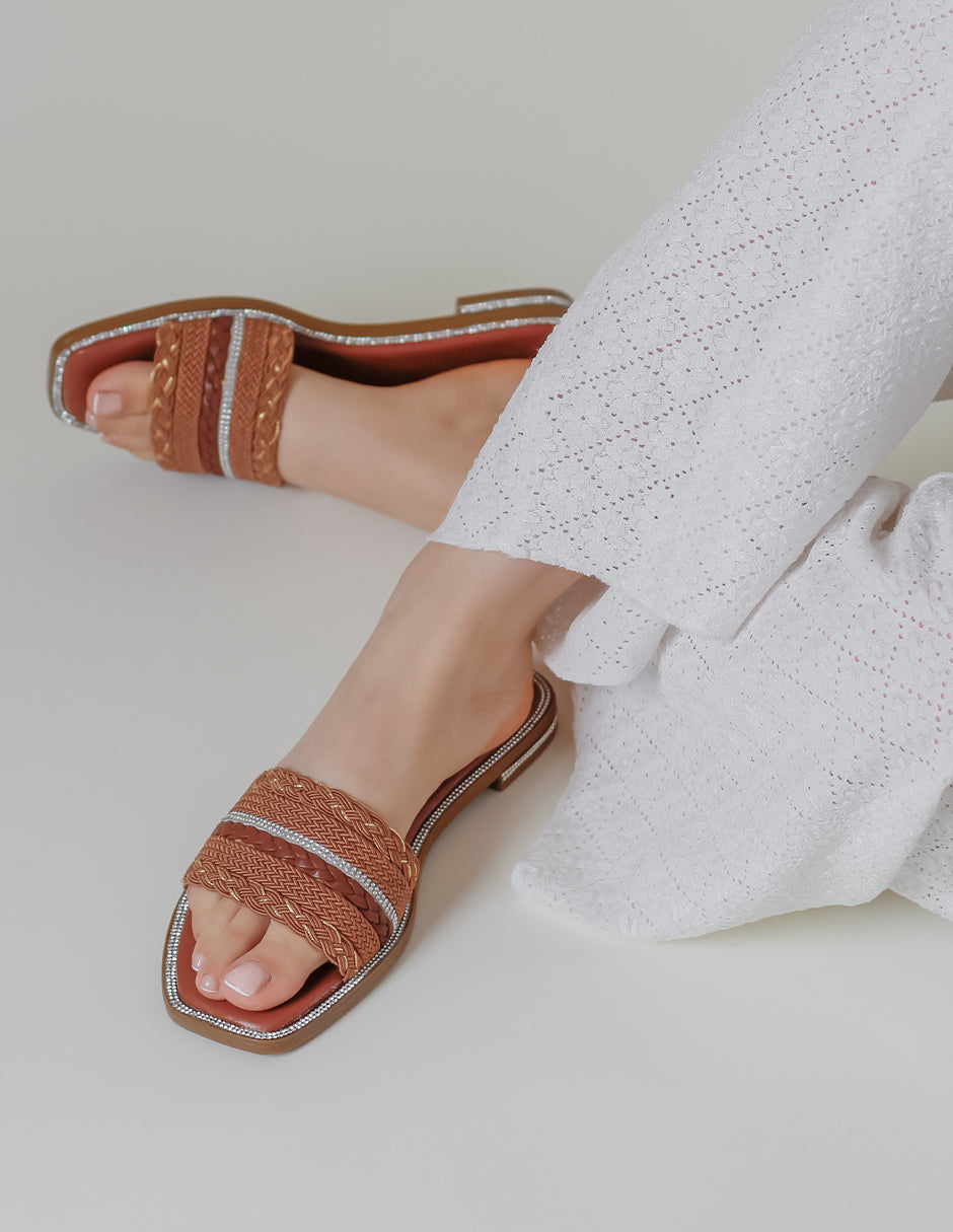 Sandalias de piso Soft en Textil – Café