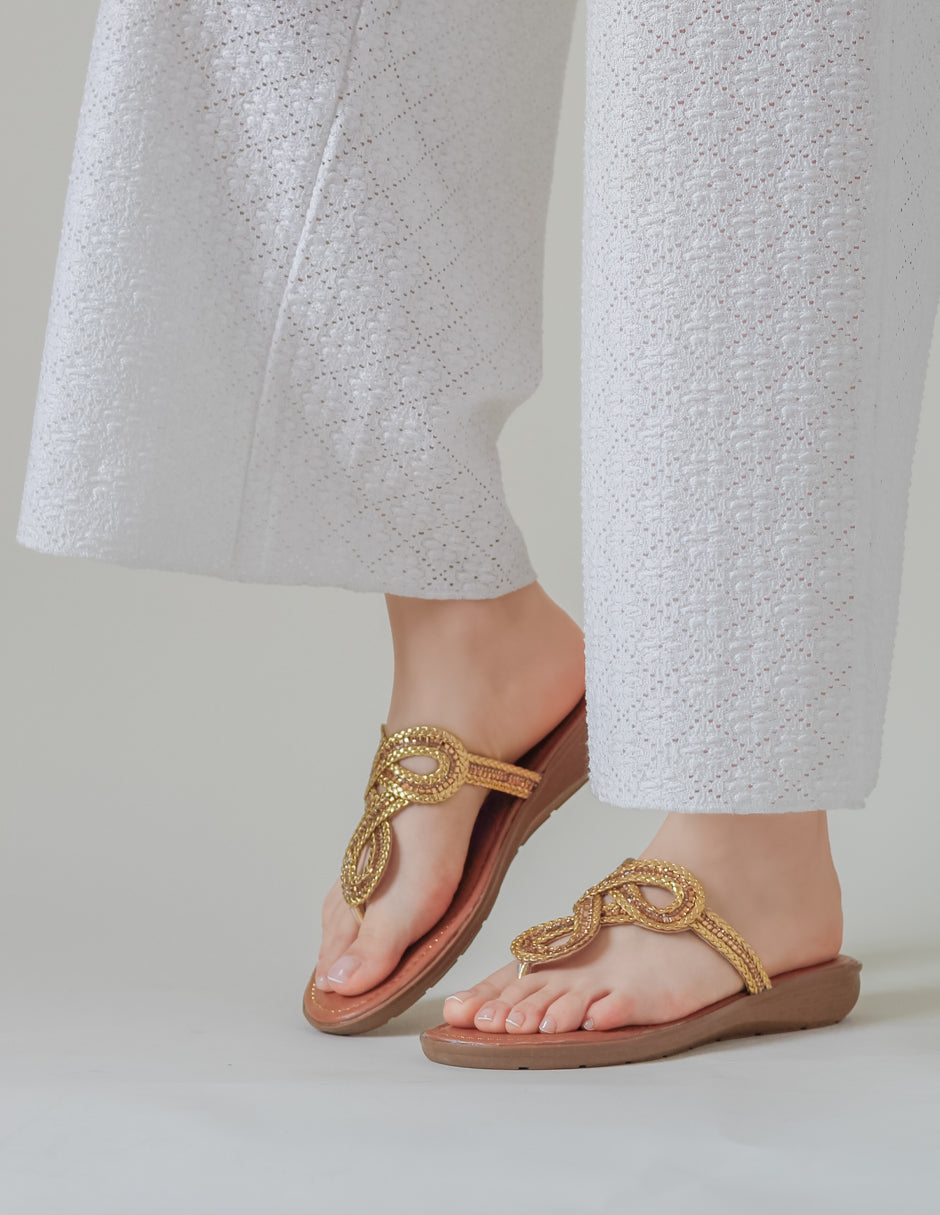 Sandalias de piso Soft en Textil – Oro