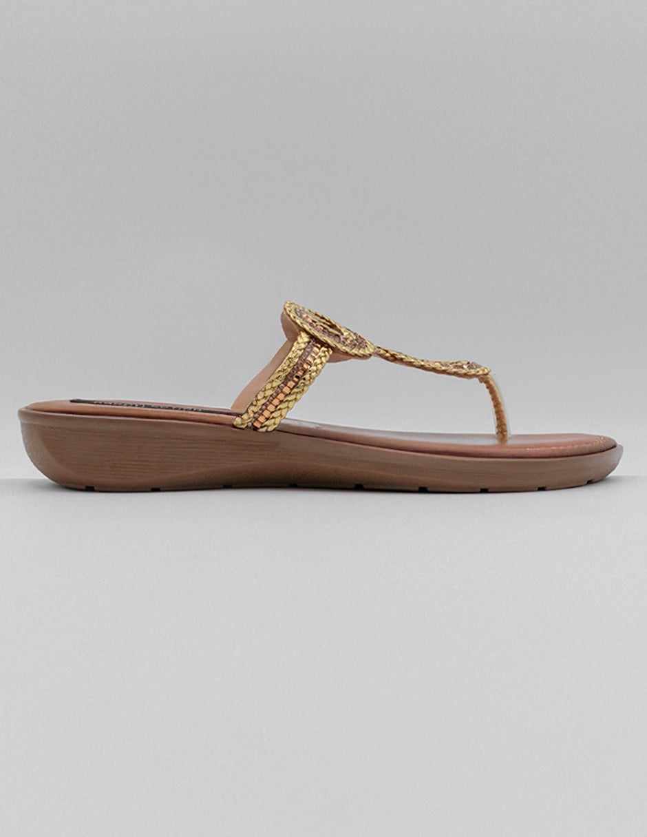 Sandalias de piso Soft en Textil – Oro