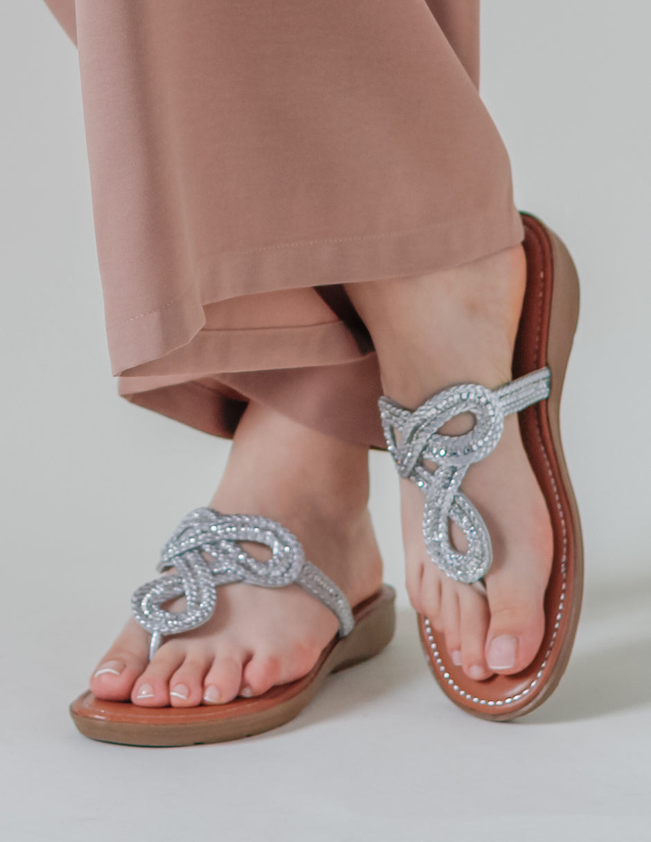 Sandalias de piso Soft en Textil – Plata