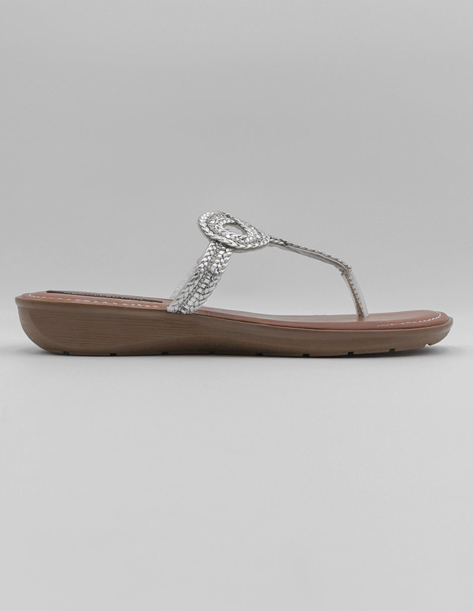 Sandalias de piso Soft en Textil – Plata