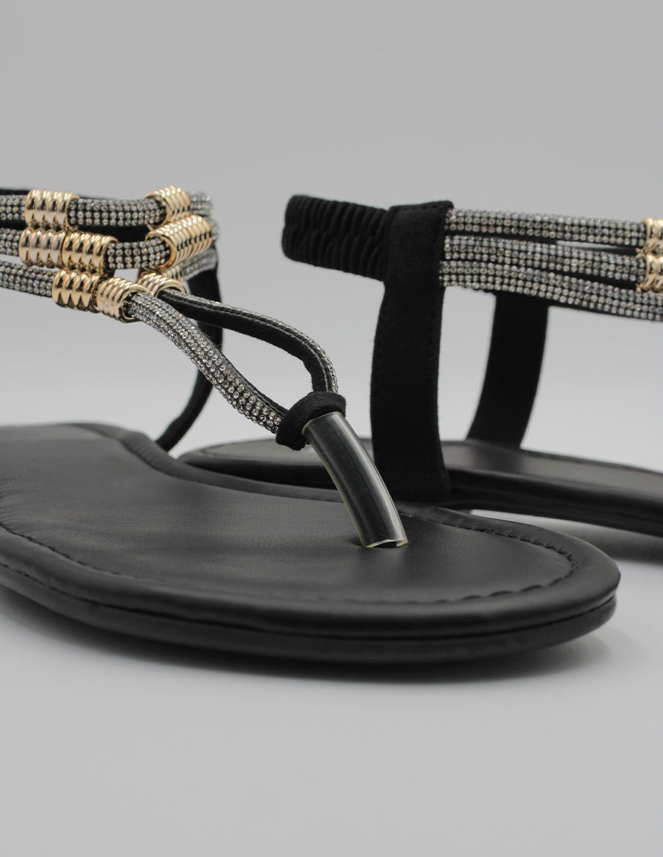 Sandalias de piso Soft en Piel vegana – Negro