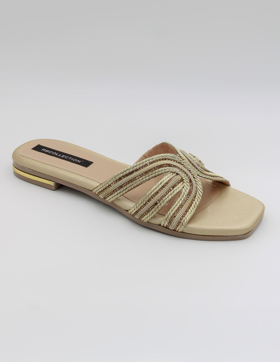 Sandalias de piso Exterior Textil Color Oro Para Mujer De RBCOLLECTION