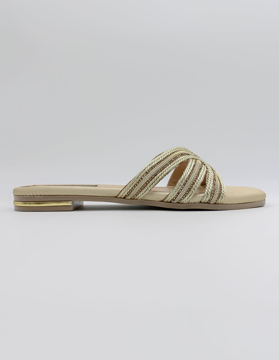 Sandalias de piso Onne en Textil – Dorado