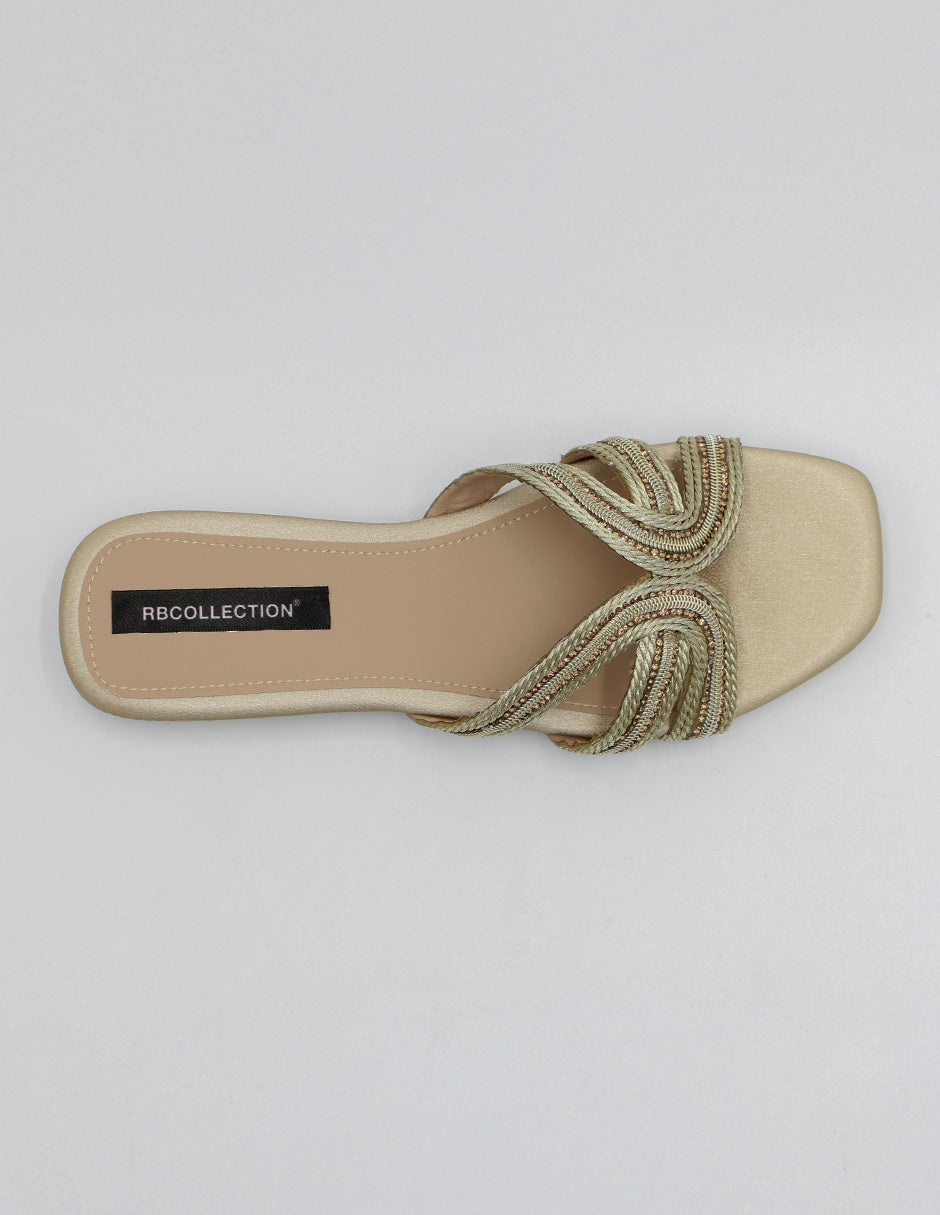 Sandalias de piso Onne en Textil – Dorado
