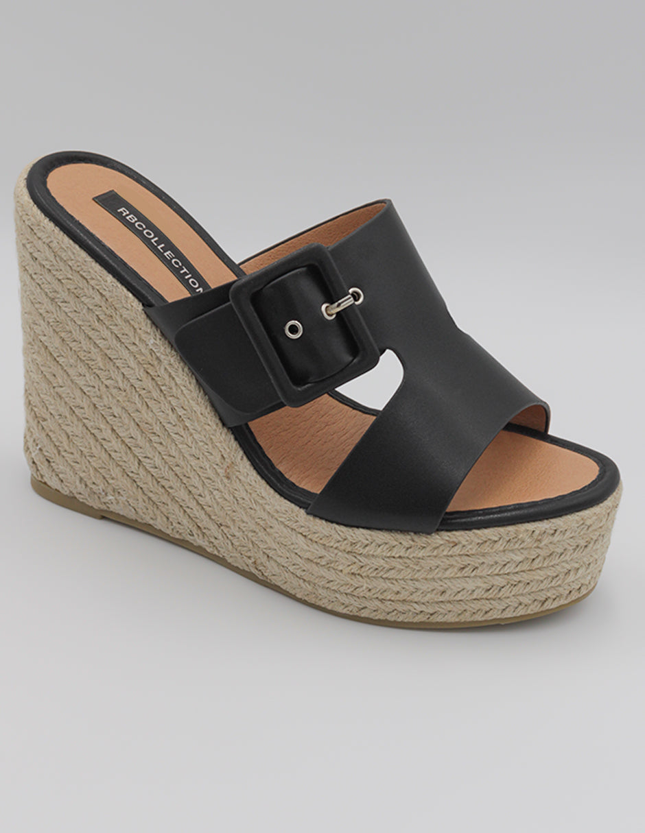Sandalias con plataforma Exterior Piel vegana Color Negro Para Mujer De RBCOLLECTION