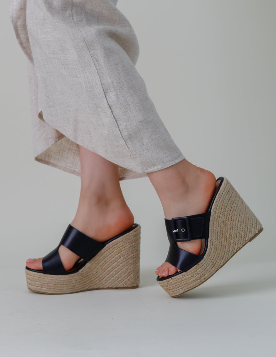 Sandalias con plataforma Birt en Piel vegana – Negro
