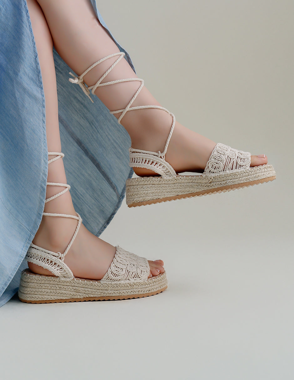 Sandalias con plataforma Exterior Textil Color Beige  Para Mujer De RBCOLLECTION