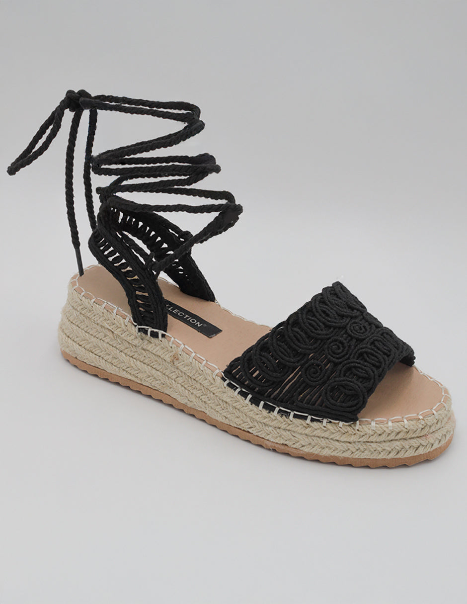 Sandalias con plataforma Exterior Textil Color Negro Para Mujer De RBCOLLECTION