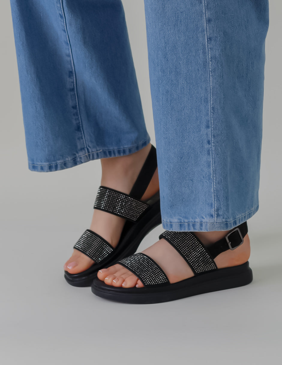 Sandalias con plataforma Daril en Textil – Negro