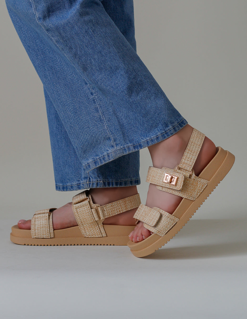 Sandalias con plataforma Daril en Textil – Beige