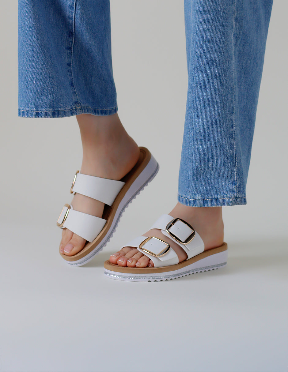 Sandalias con plataforma Birt en Piel vegana – Blanco