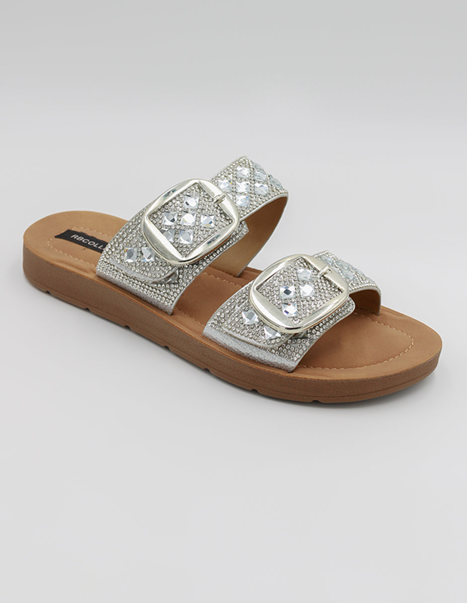 Sandalias de piso Exterior Textil Color Plata Para Mujer De RBCOLLECTION