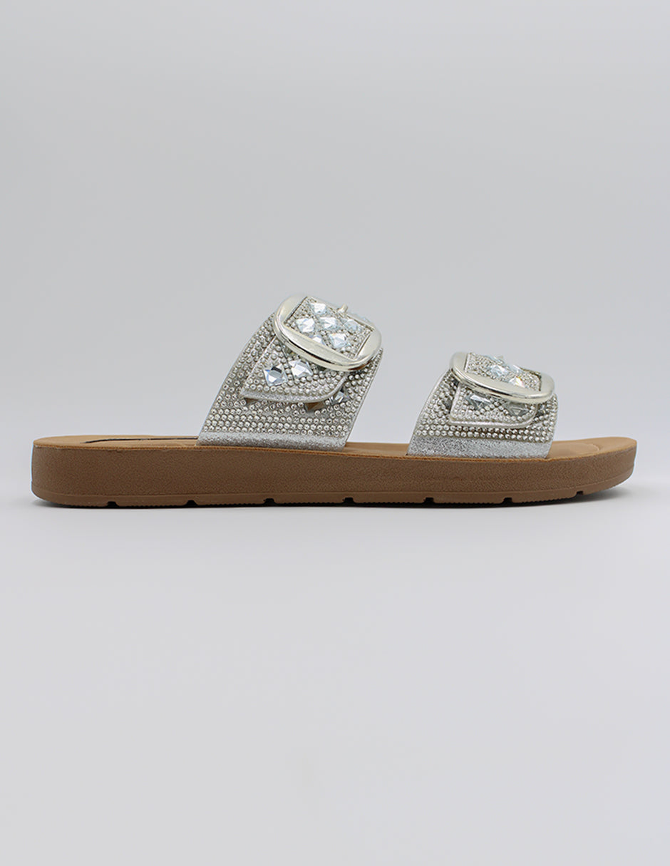 Sandalias de piso Birte en Textil – Plata