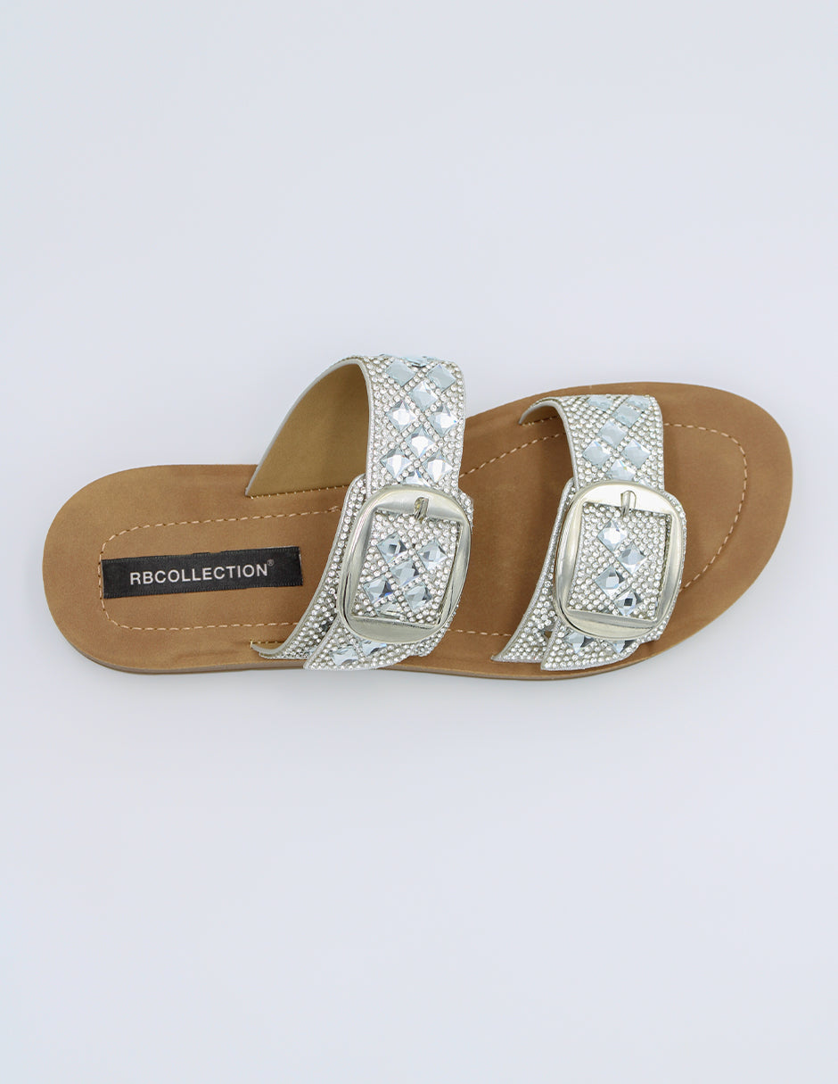 Sandalias de piso Birte en Textil – Plata