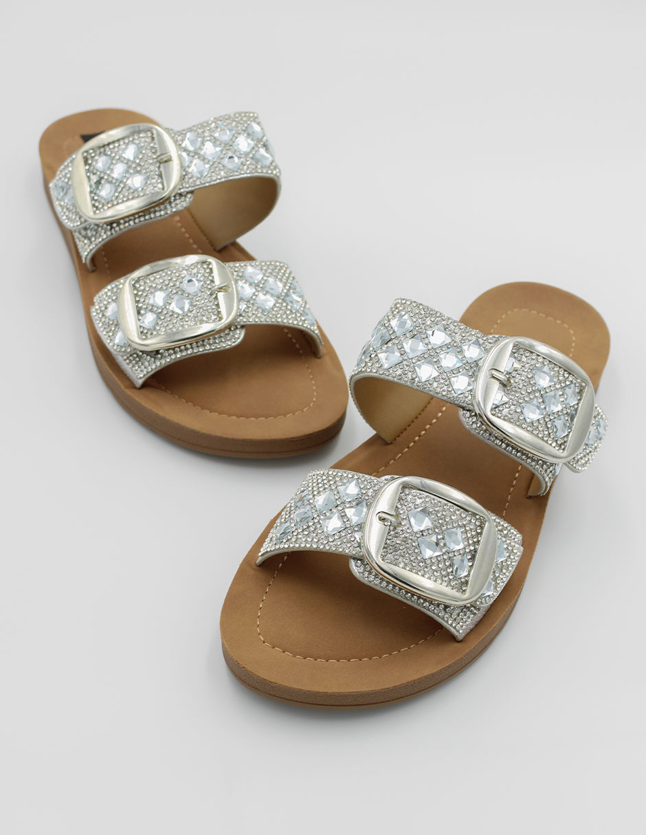 Sandalias de piso Birte en Textil – Plata