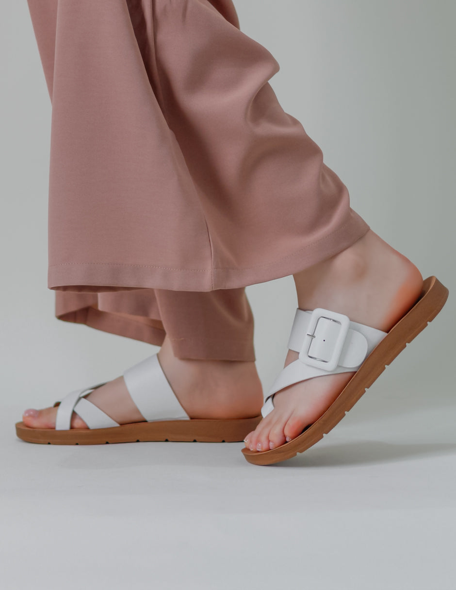 Sandalias de piso Daily  en Piel vegana – Blanco