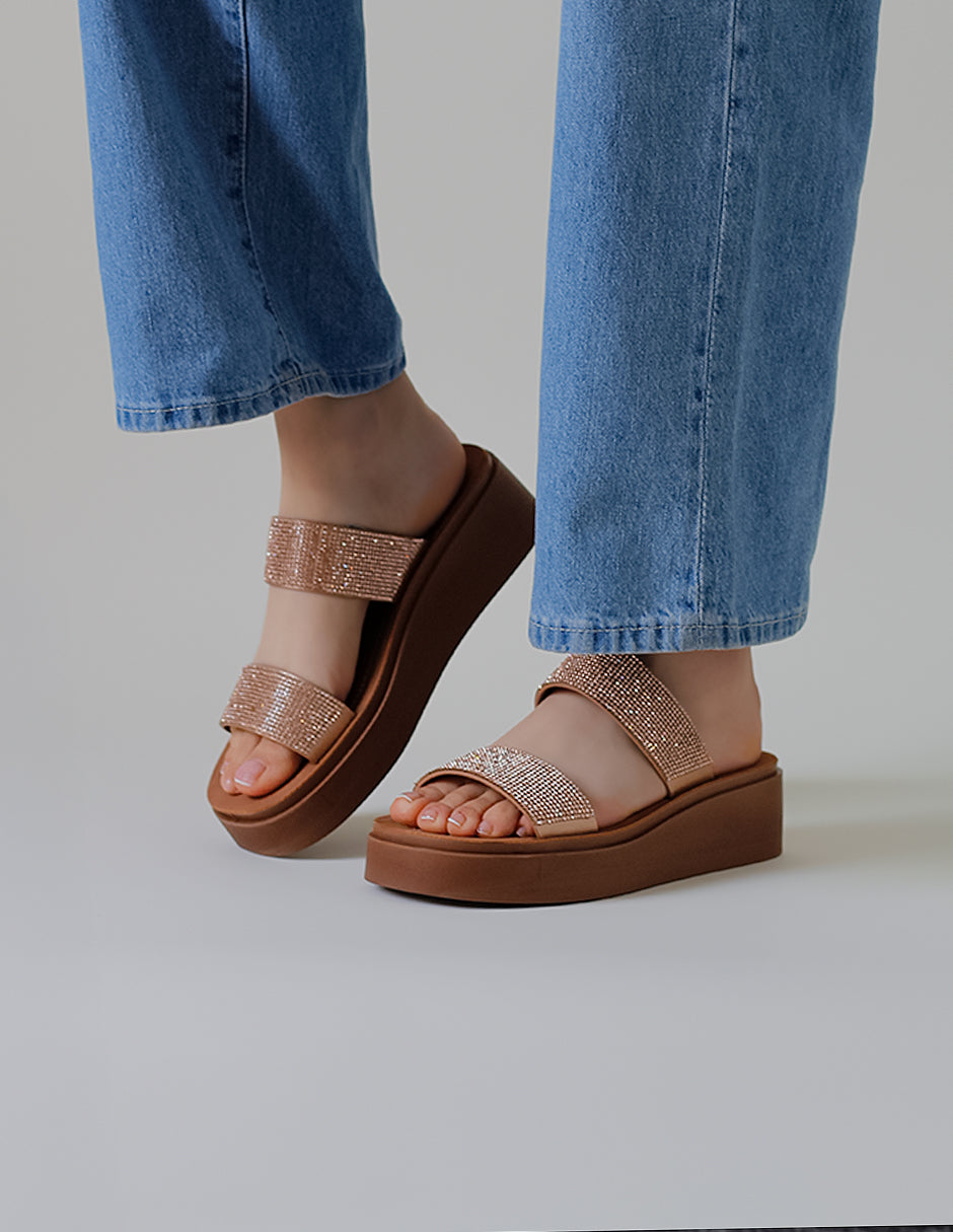 Sandalias con plataforma Steps en Textil – Café