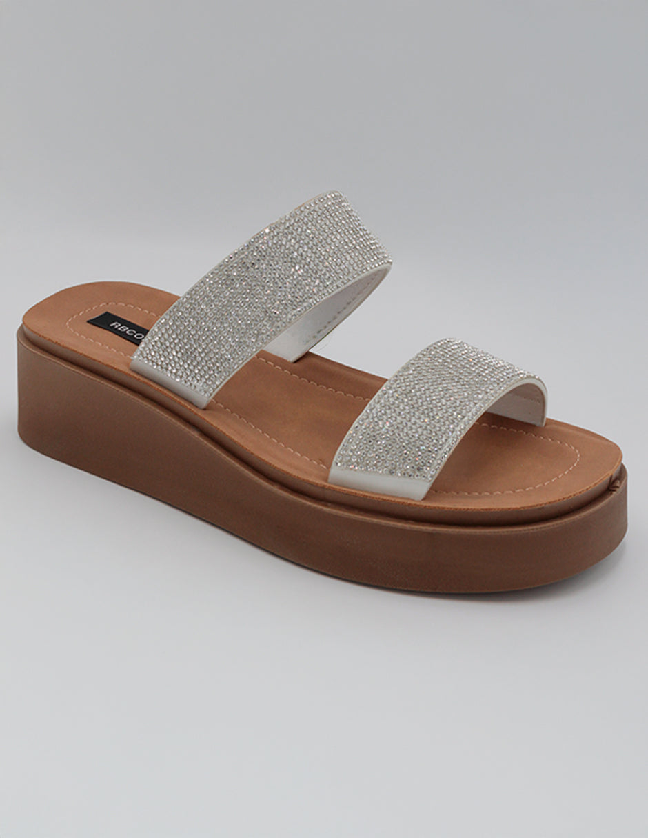 Sandalias con plataforma Exterior Textil Color Plata Para Mujer De RBCOLLECTION