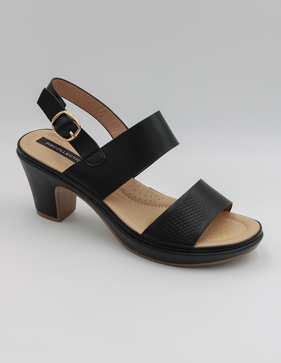 Sandalia con tacón Exterior Piel vegana Color Negro Para Mujer De RBCOLLECTION