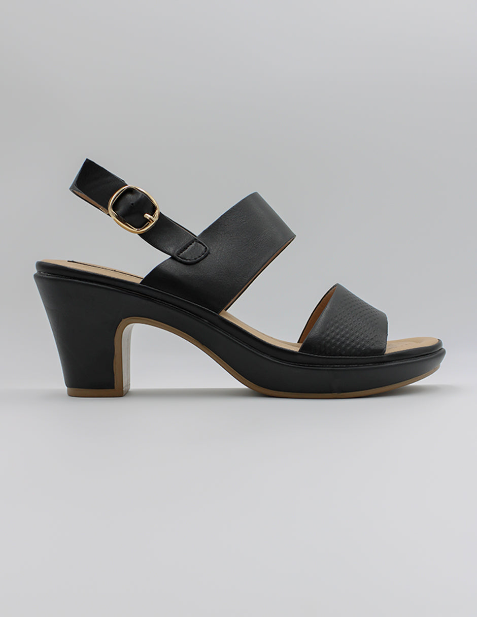 Sandalia con tacón Cloud steps en Piel vegana – Negro