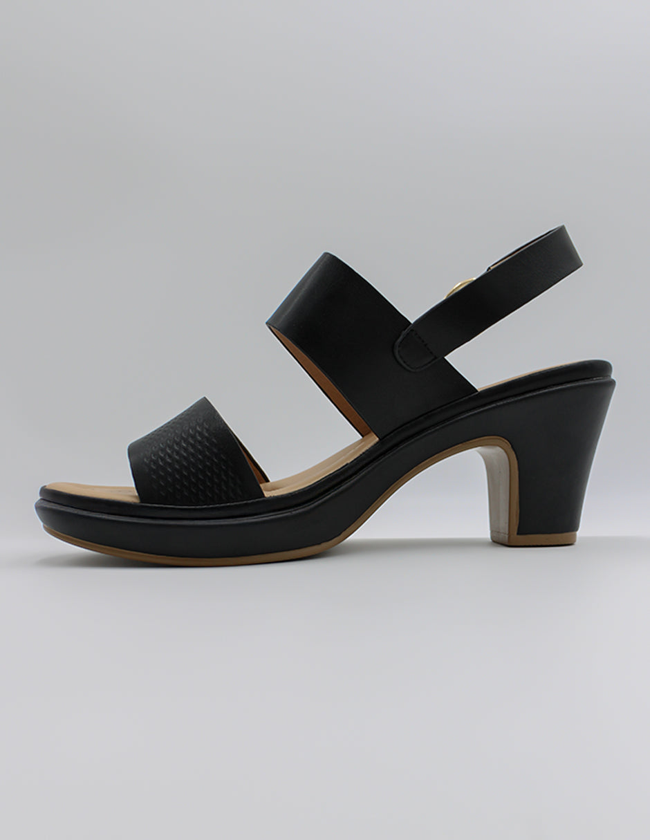 Sandalia con tacón Cloud steps en Piel vegana – Negro