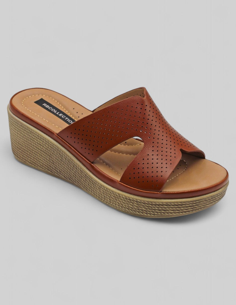 Sandalias con plataforma Exterior Piel vegana Color Café Para Mujer De RBCOLLECTION