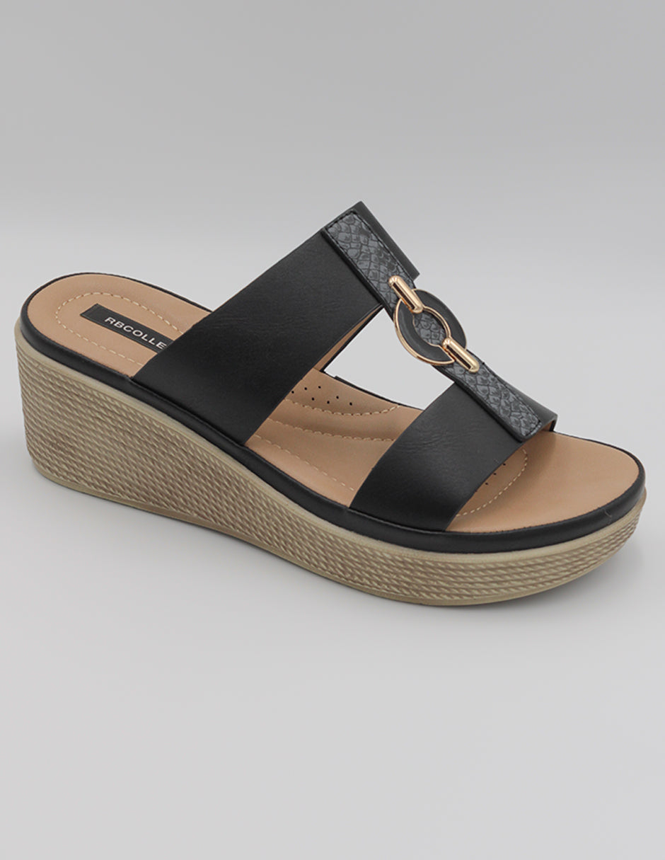 Sandalias con plataforma Exterior Piel vegana Color Negro Para Mujer De RBCOLLECTION