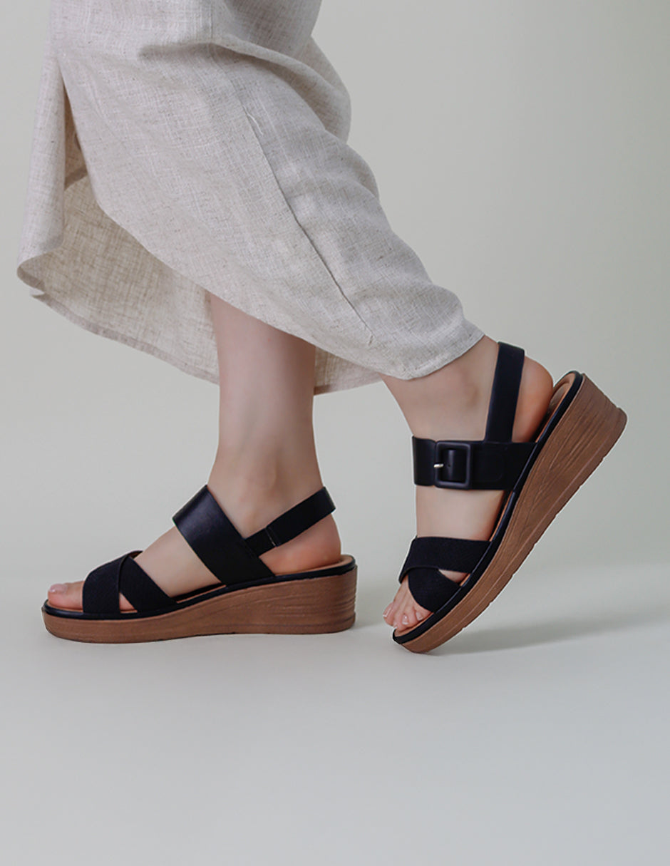 Sandalias con plataforma Daril en Piel vegana – Negro
