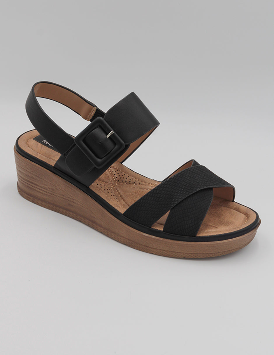 Sandalias con plataforma Exterior Piel vegana Color Negro Para Mujer De RBCOLLECTION