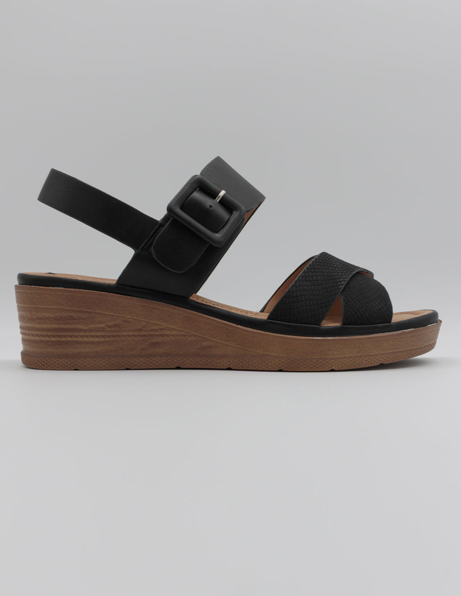 Sandalias con plataforma Daril en Piel vegana – Negro