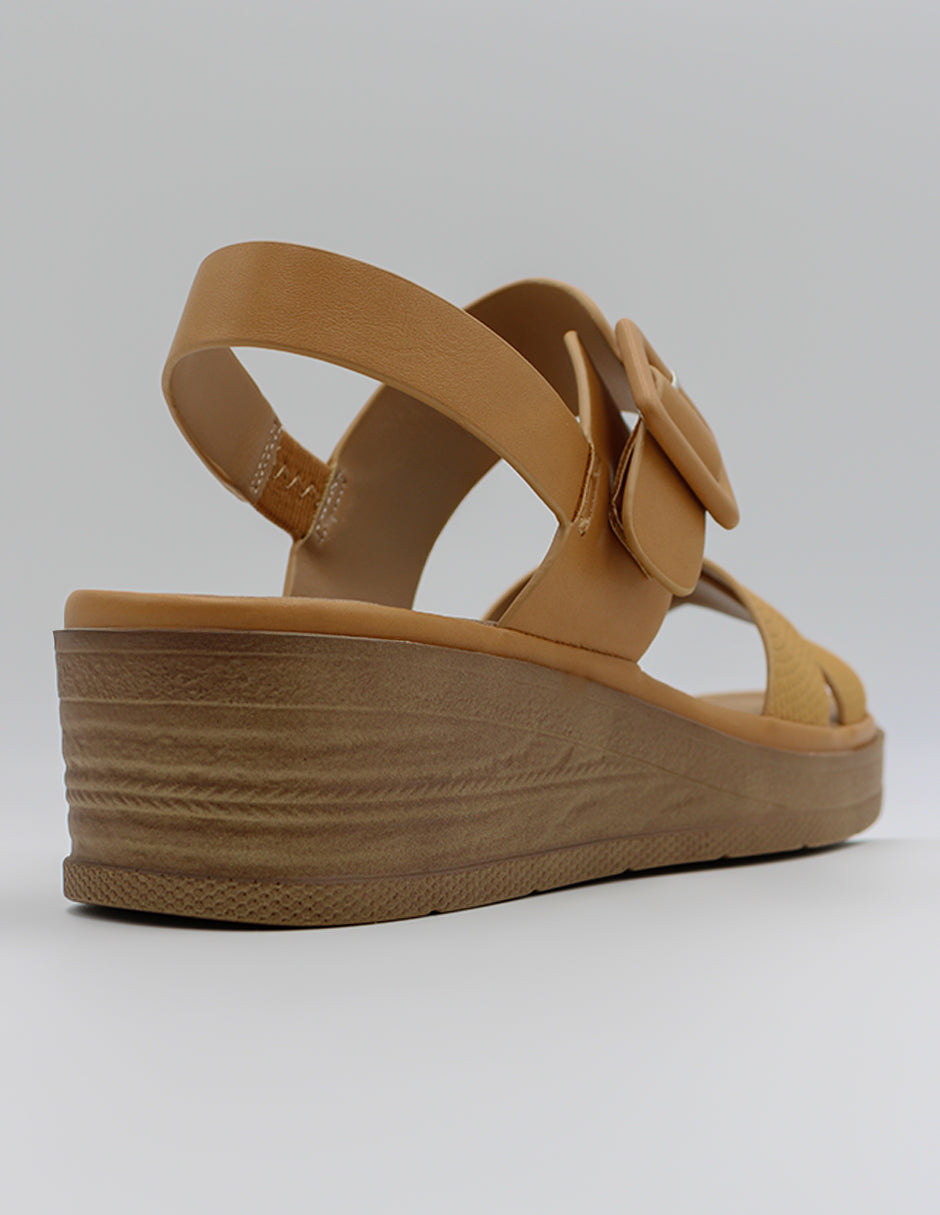 Sandalias con plataforma Vegano en Piel vegana – Café