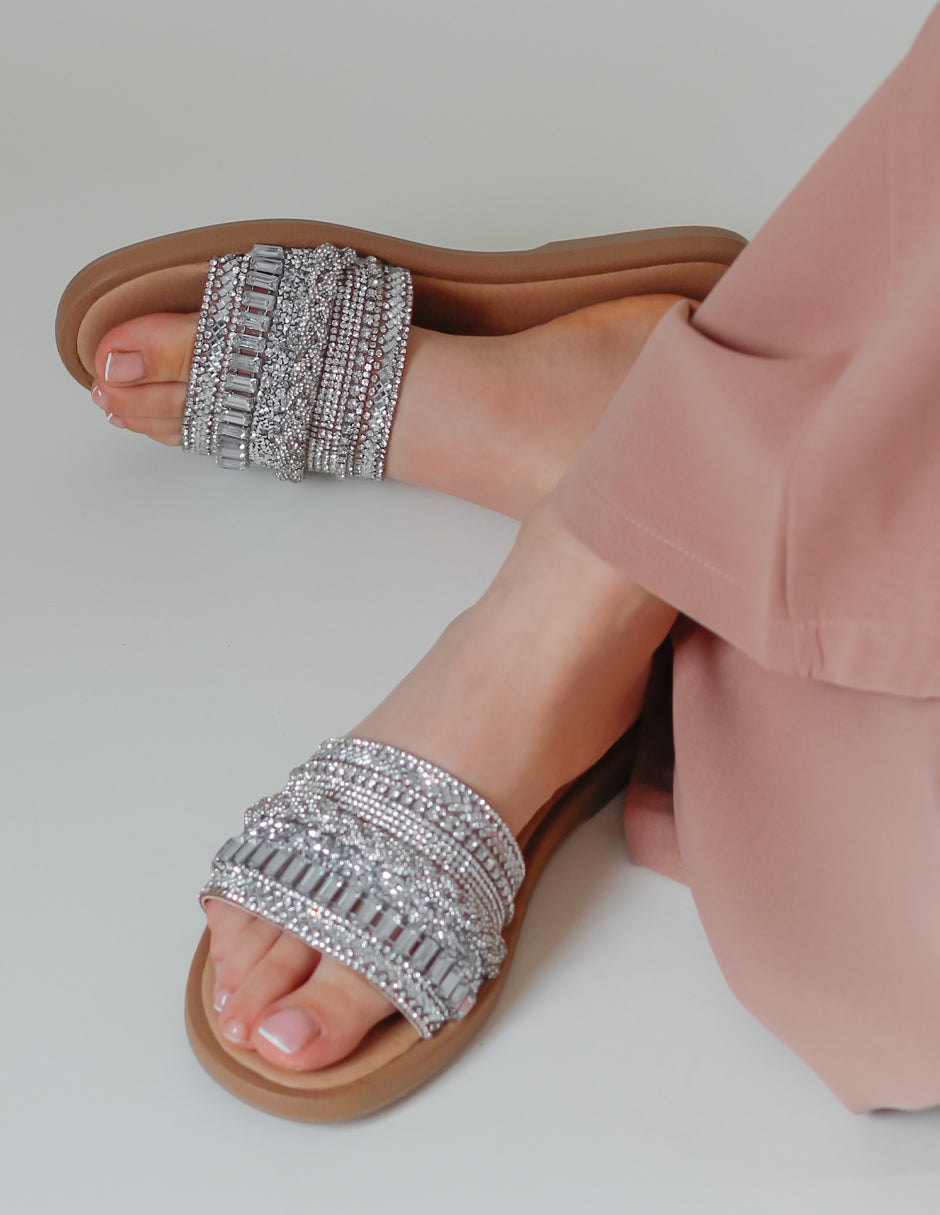 Sandalias de piso Ave en Textil – Plata