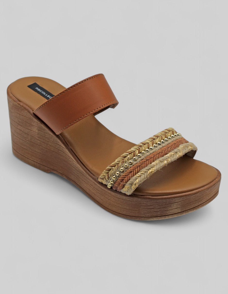 Sandalias con plataforma Exterior Textil Color Café Para Mujer De RBCOLLECTION