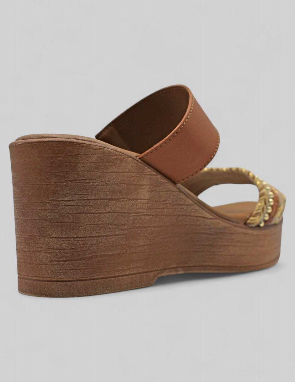 Sandalias con plataforma Classy Textil - Café