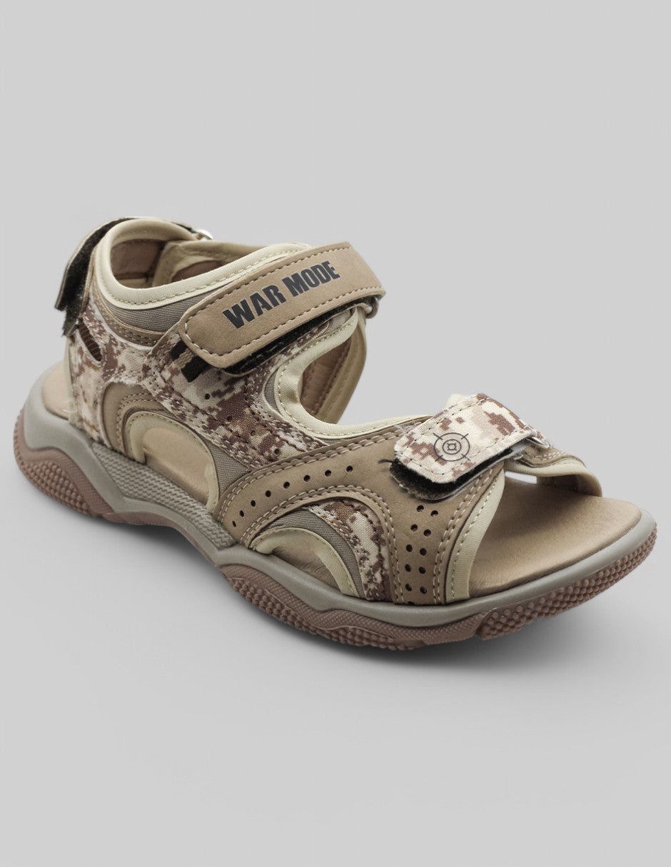 Sandalias Exterior Piel vegana Color Café Con Beige Para Niño De RBCOLLECTION
