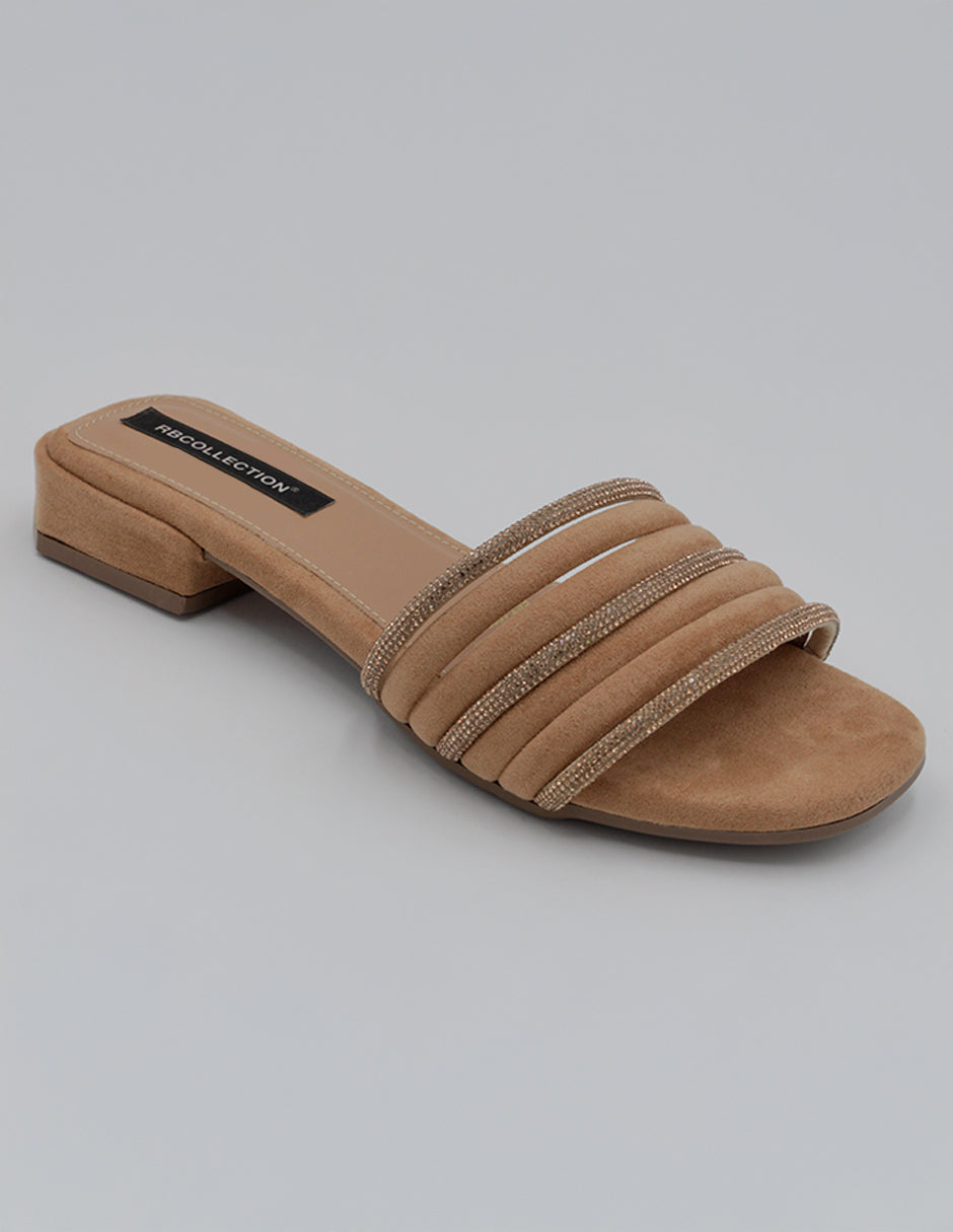 Sandalia con tacón Exterior Textil Color Café Para Mujer De RBCOLLECTION