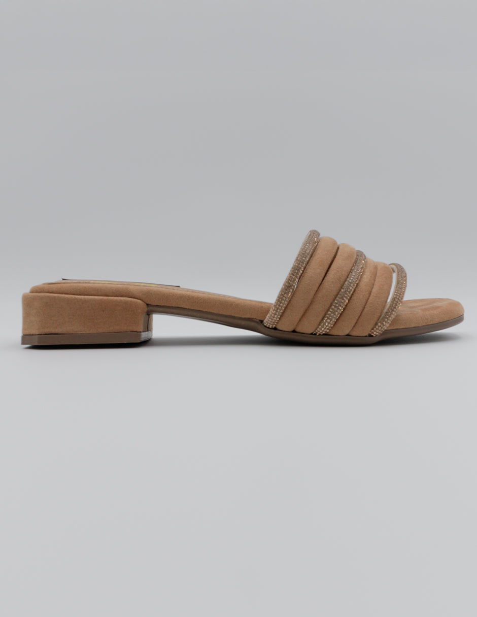 Sandalia con tacón Soft en Textil – Café