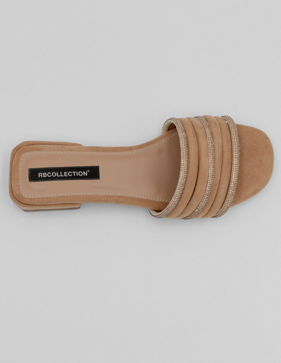 Sandalia con tacón Soft en Textil – Café