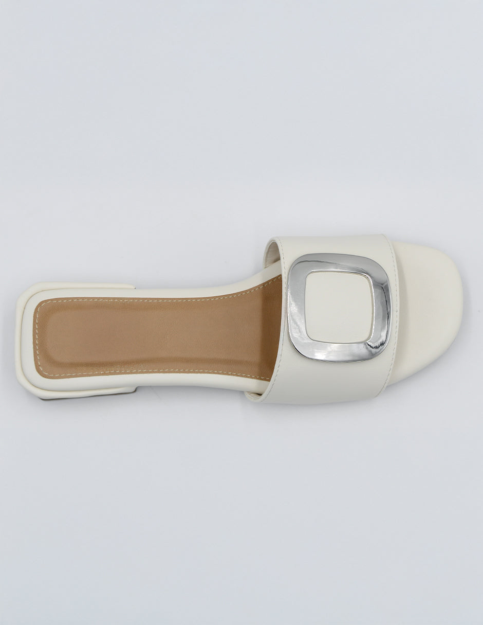Sandalias de piso Soft en Piel vegana – Blanco