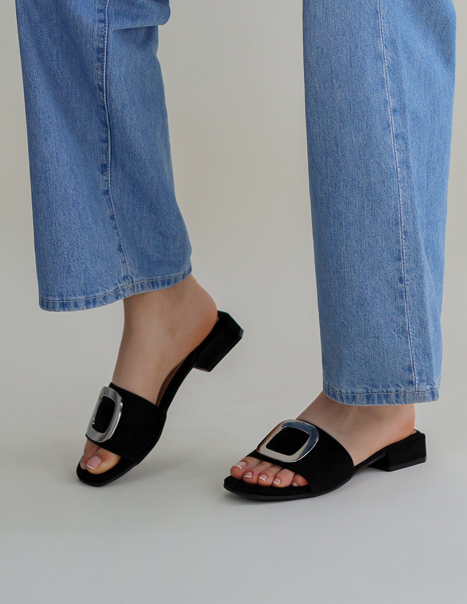 Sandalias de piso Soft en Gamuza – Negro