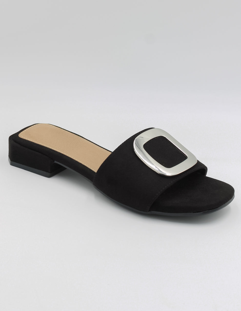 Sandalias de piso Exterior Gamuza Color Negro Para Mujer De RBBASICS