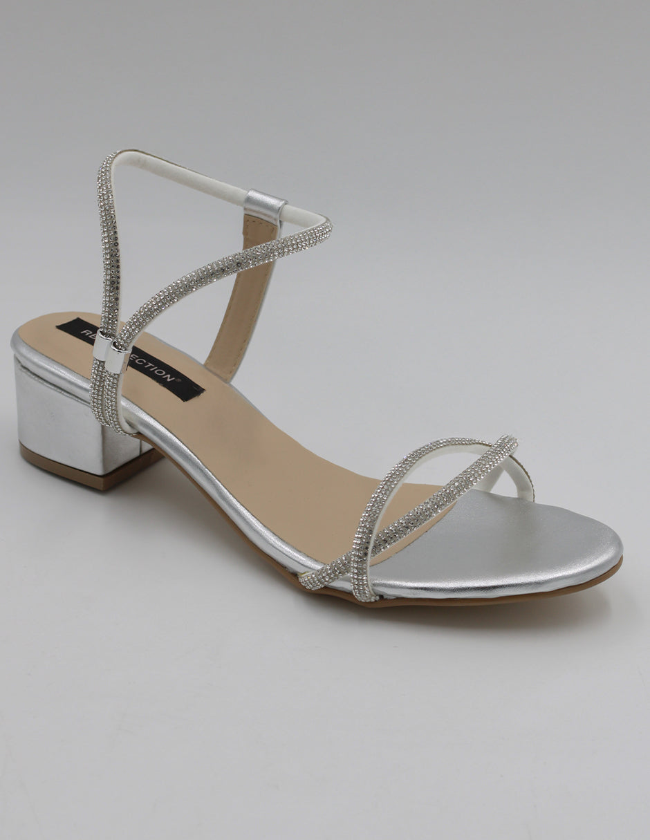 Sandalia con tacón Exterior Sintético Color Plata Para Mujer De RBCOLLECTION